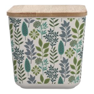 Felli Leaf and Floral Printed Bamboo Fiber Canister with Lid Multicolor 730ml